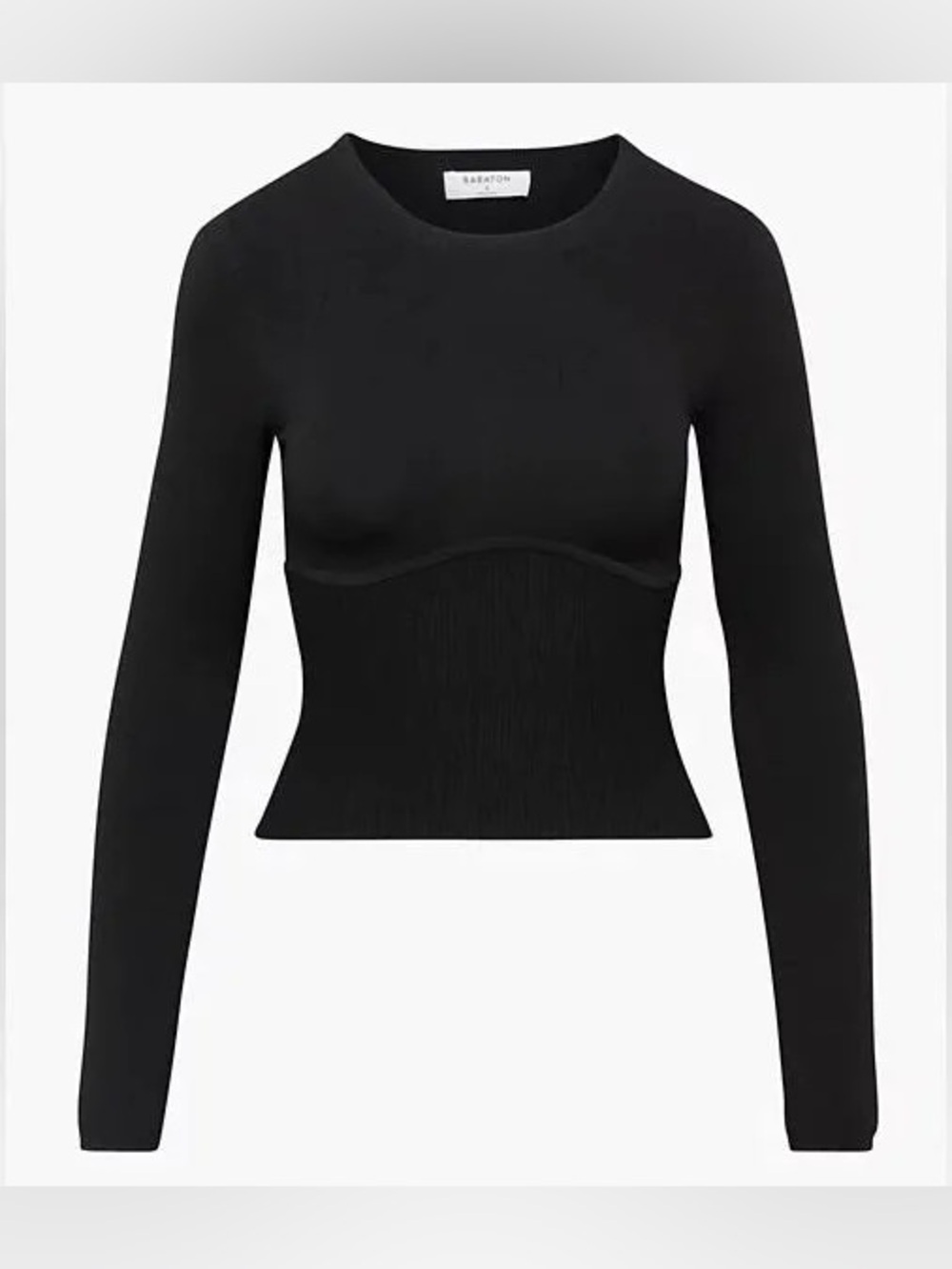 Babaton Empire Black Long-Sleeve Sculpt Knit Top